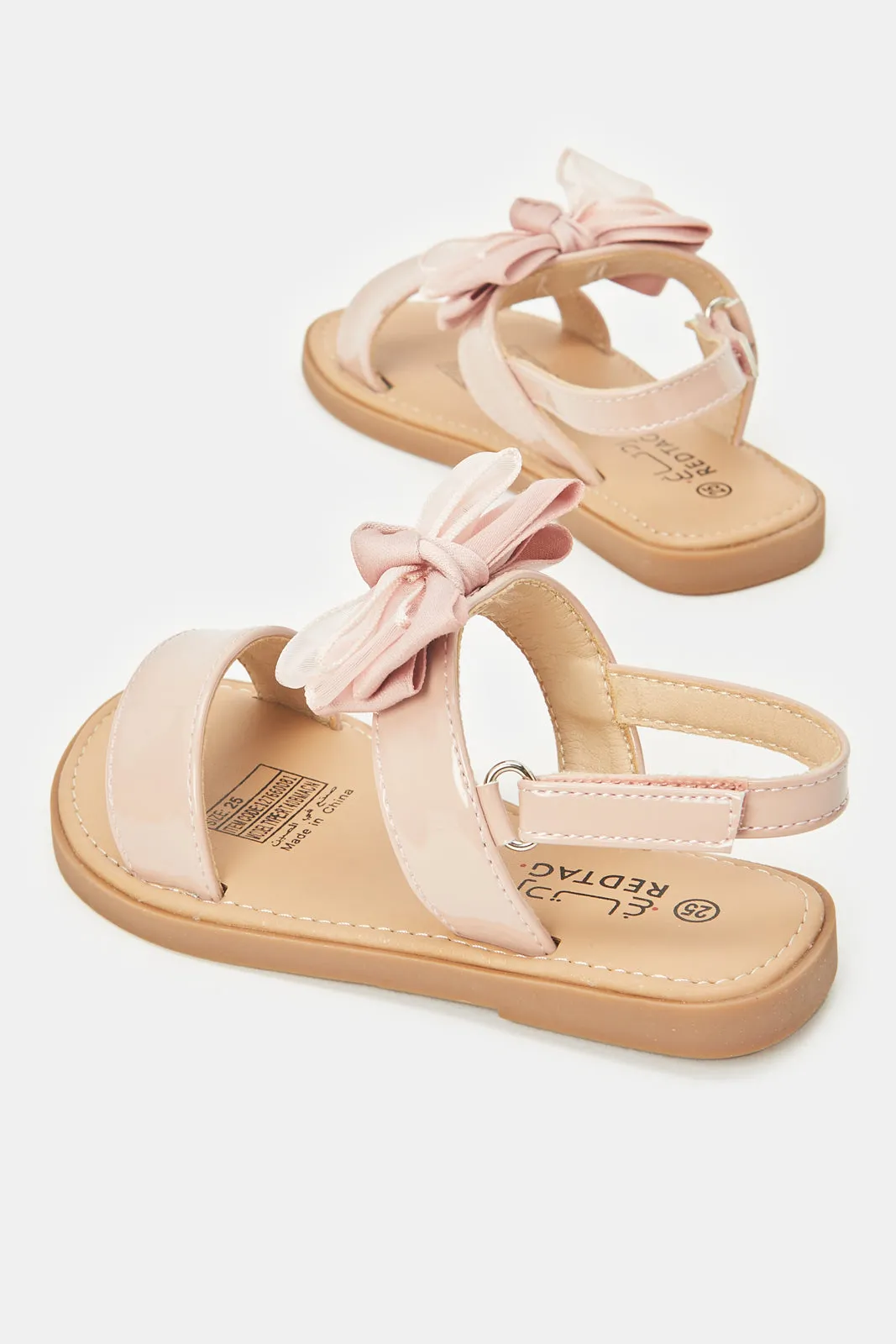 Infant Girls Pink Bow Sandals