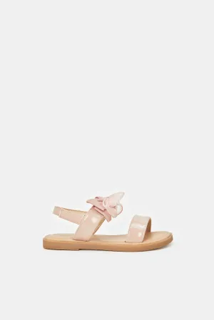 Infant Girls Pink Bow Sandals