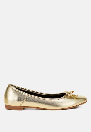 Ipara Bow Detail Metallic Ballerinas