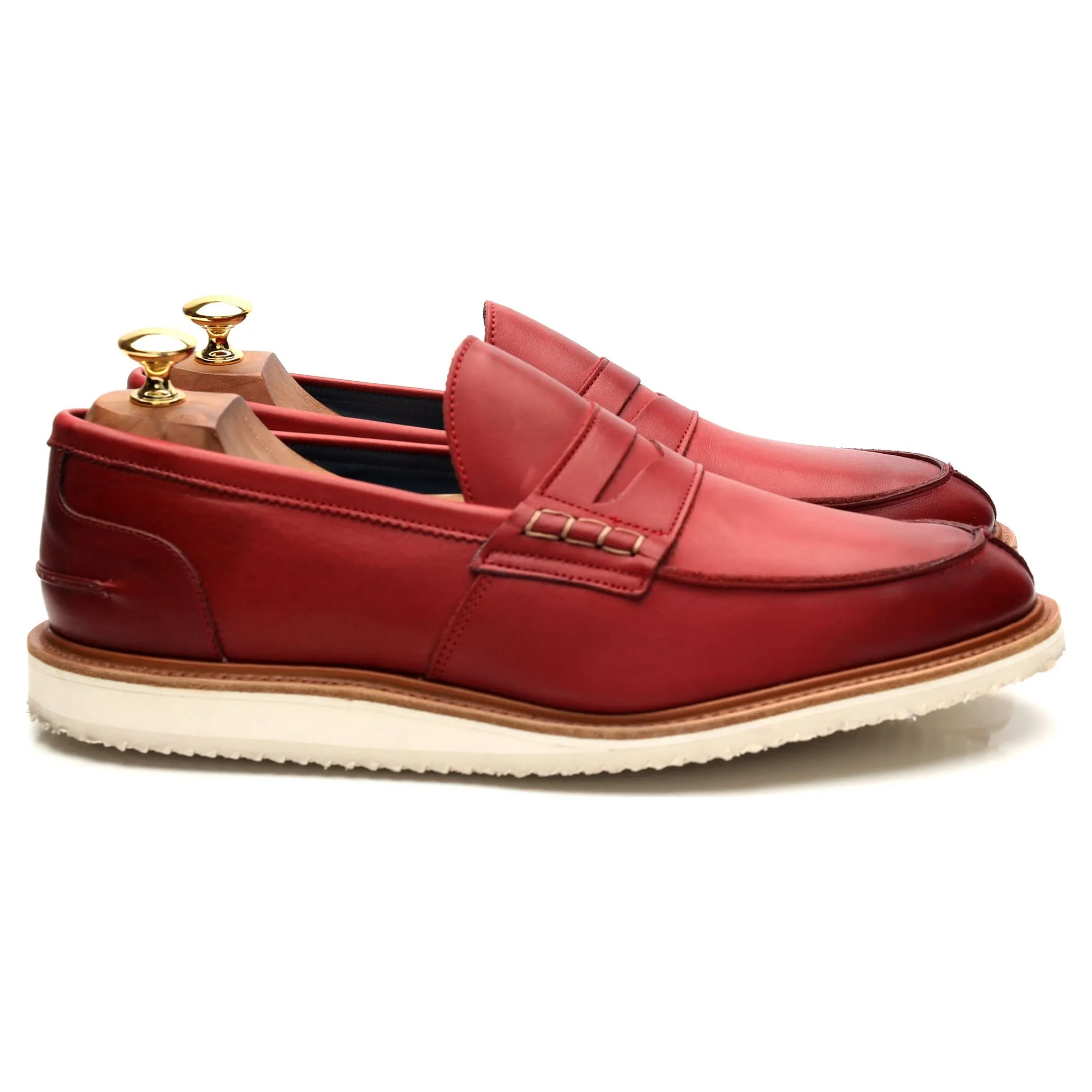 'Jordon' Red Leather Loafers UK 9.5