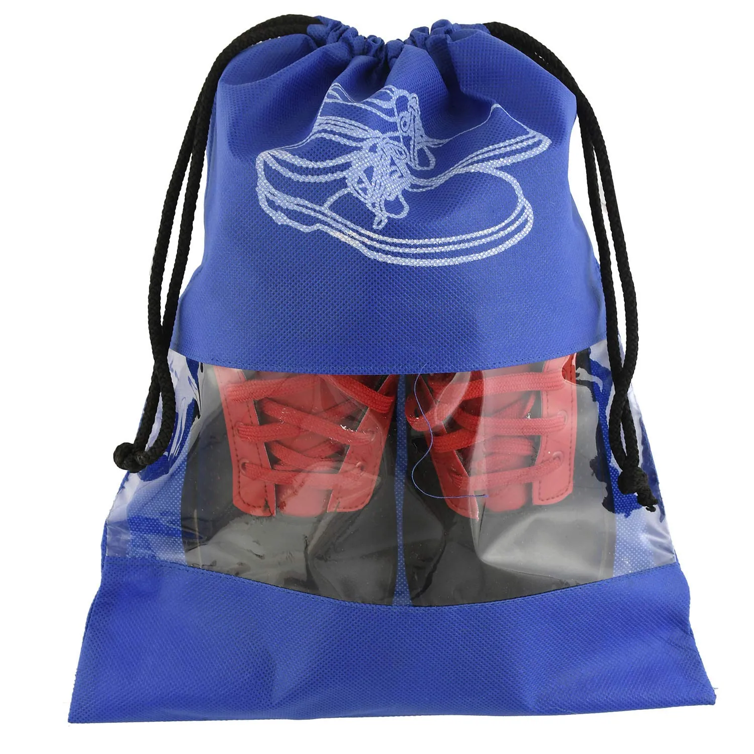 Kuber Industries 18 Piece Non Woven Travel Shoe Cover, String Bag Organizer, Royal Blue -CTMTC039492