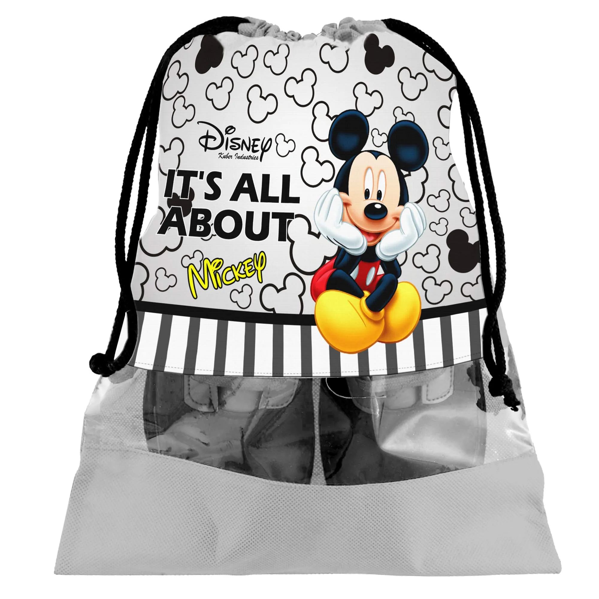 Kuber Industries Portable Travel Shoe Bags Dust-Proof Shoe Organizer Space Saving Storage Bags, Disney Print (Set of 12,Black & Grey) -HS_35_LUGGAGE18050