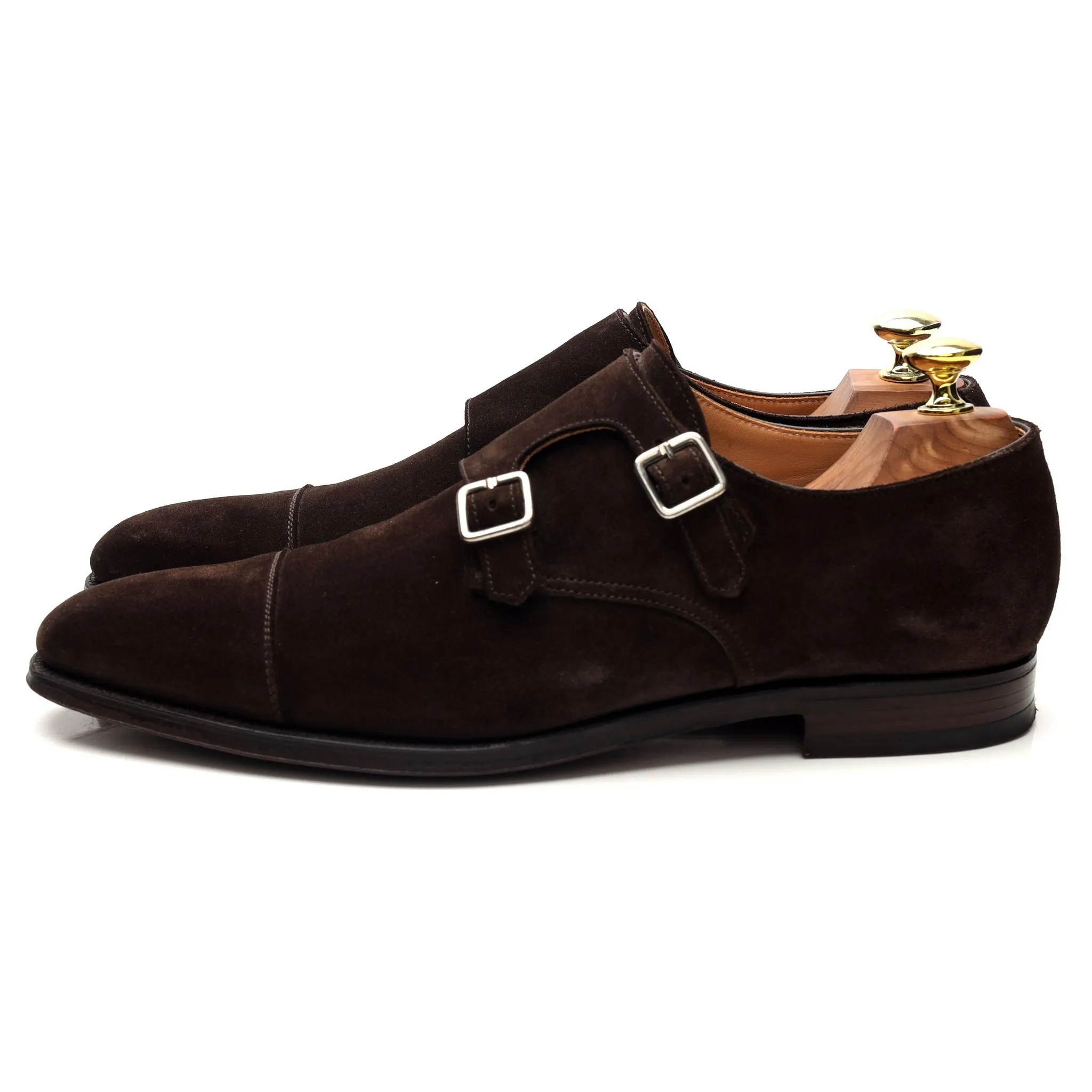 'Lowndes' Dark Brown Suede Double Monk Strap UK 7.5 E