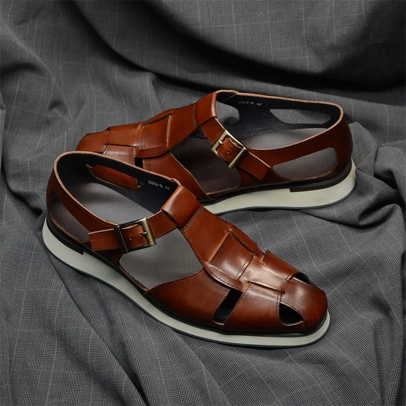 LuxeLeather Chic Buckle Sandals