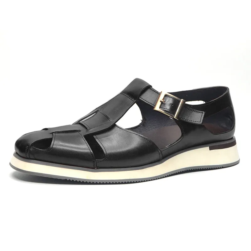 LuxeLeather Chic Buckle Sandals