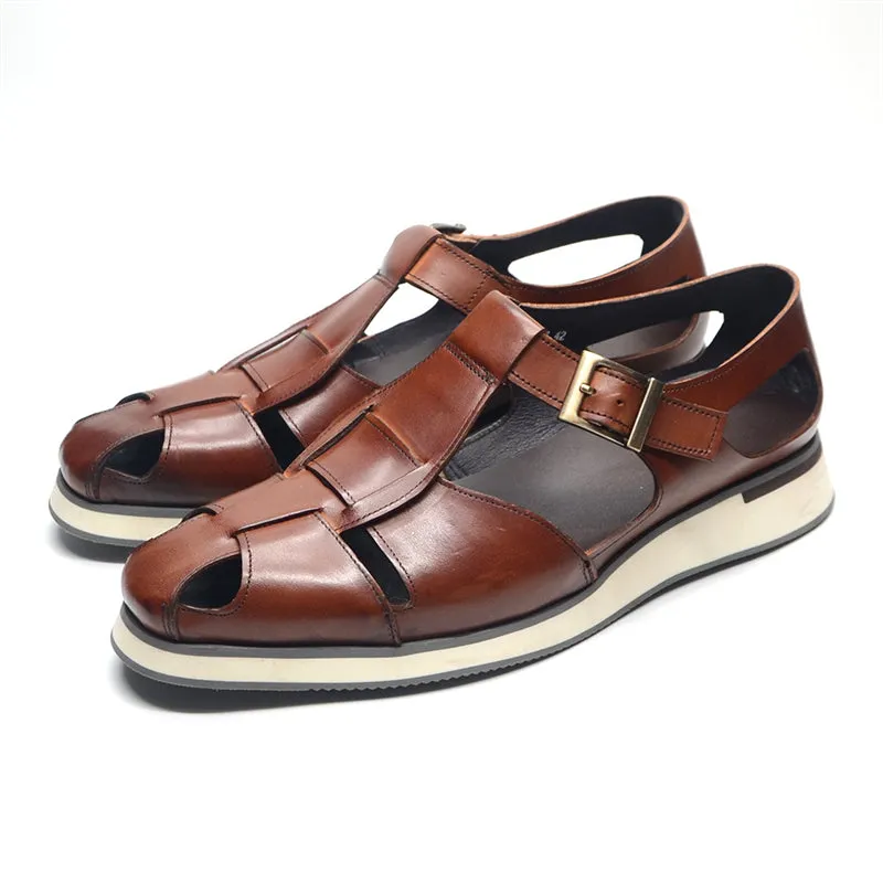 LuxeLeather Chic Buckle Sandals