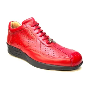 Mauri M770 Red Crocodile Perforated Nappa Leather Sneaker