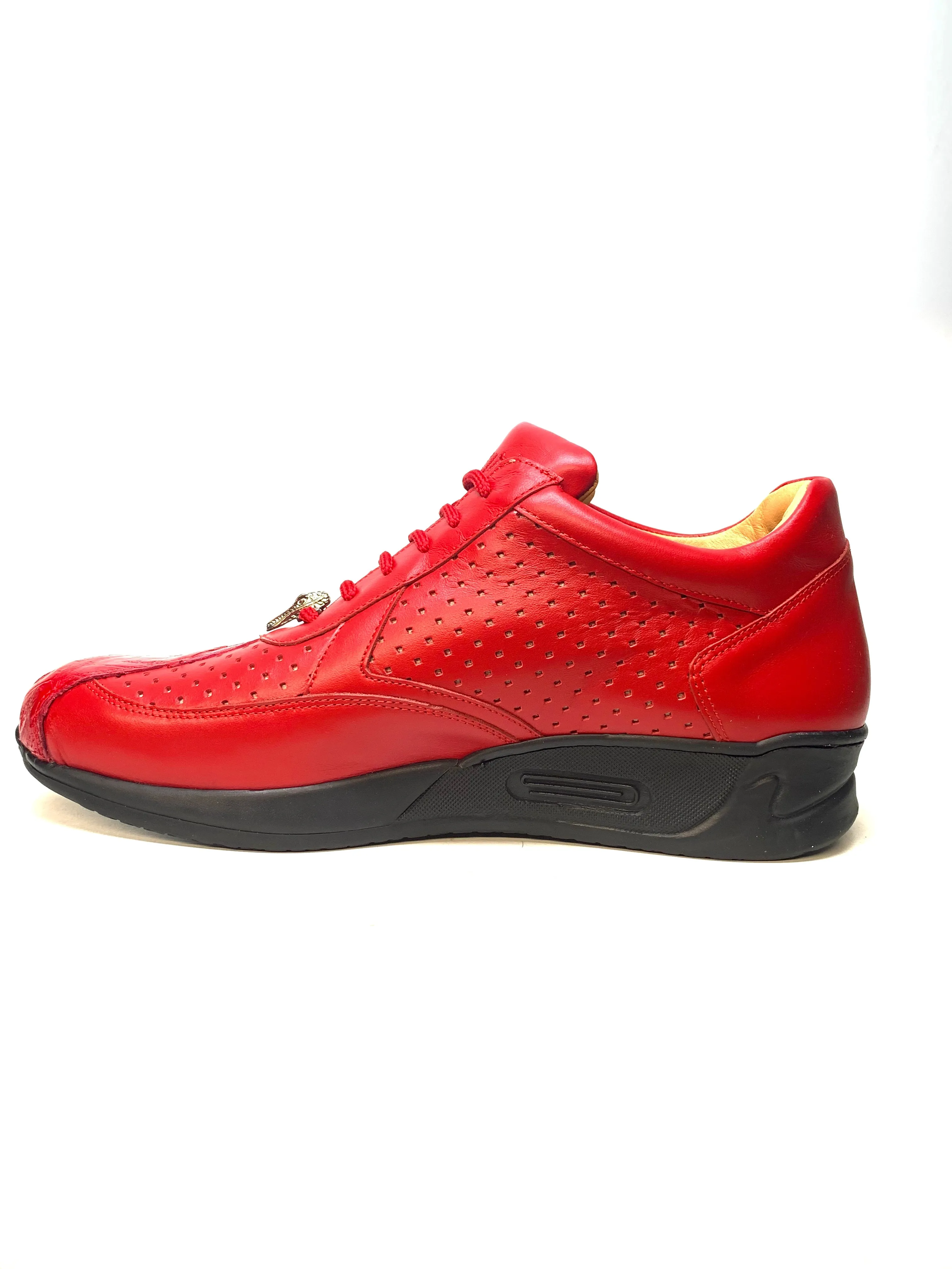 Mauri M770 Red Crocodile Perforated Nappa Leather Sneaker