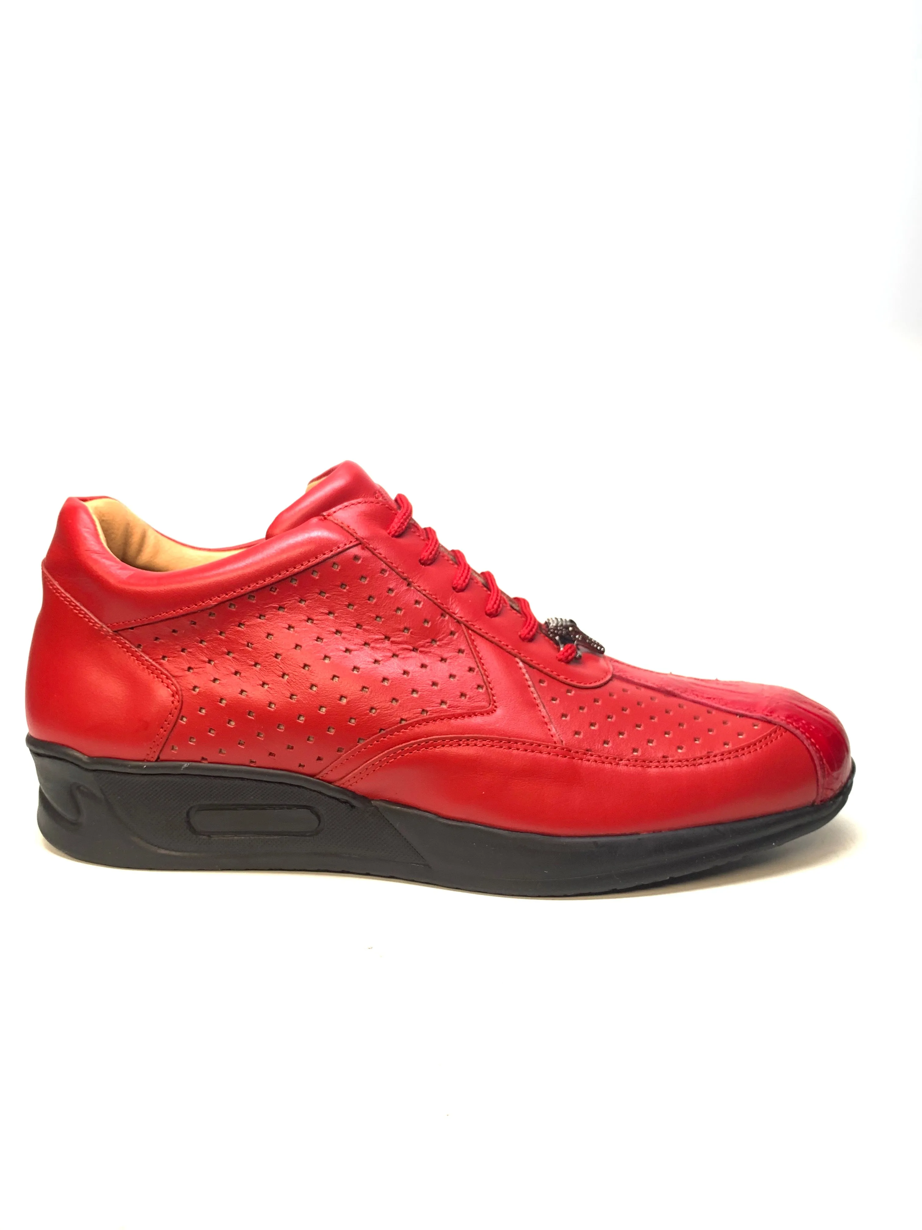 Mauri M770 Red Crocodile Perforated Nappa Leather Sneaker