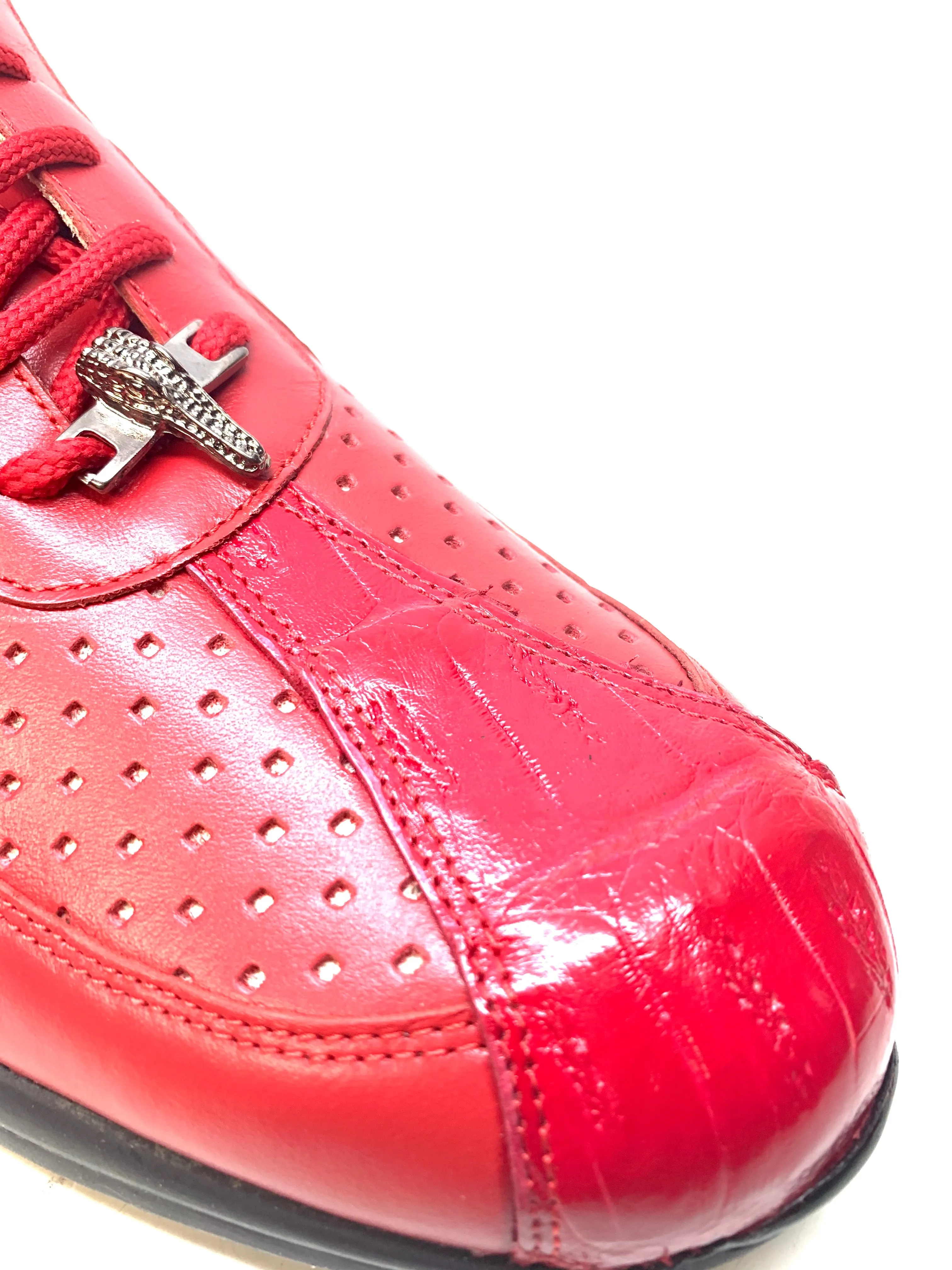 Mauri M770 Red Crocodile Perforated Nappa Leather Sneaker