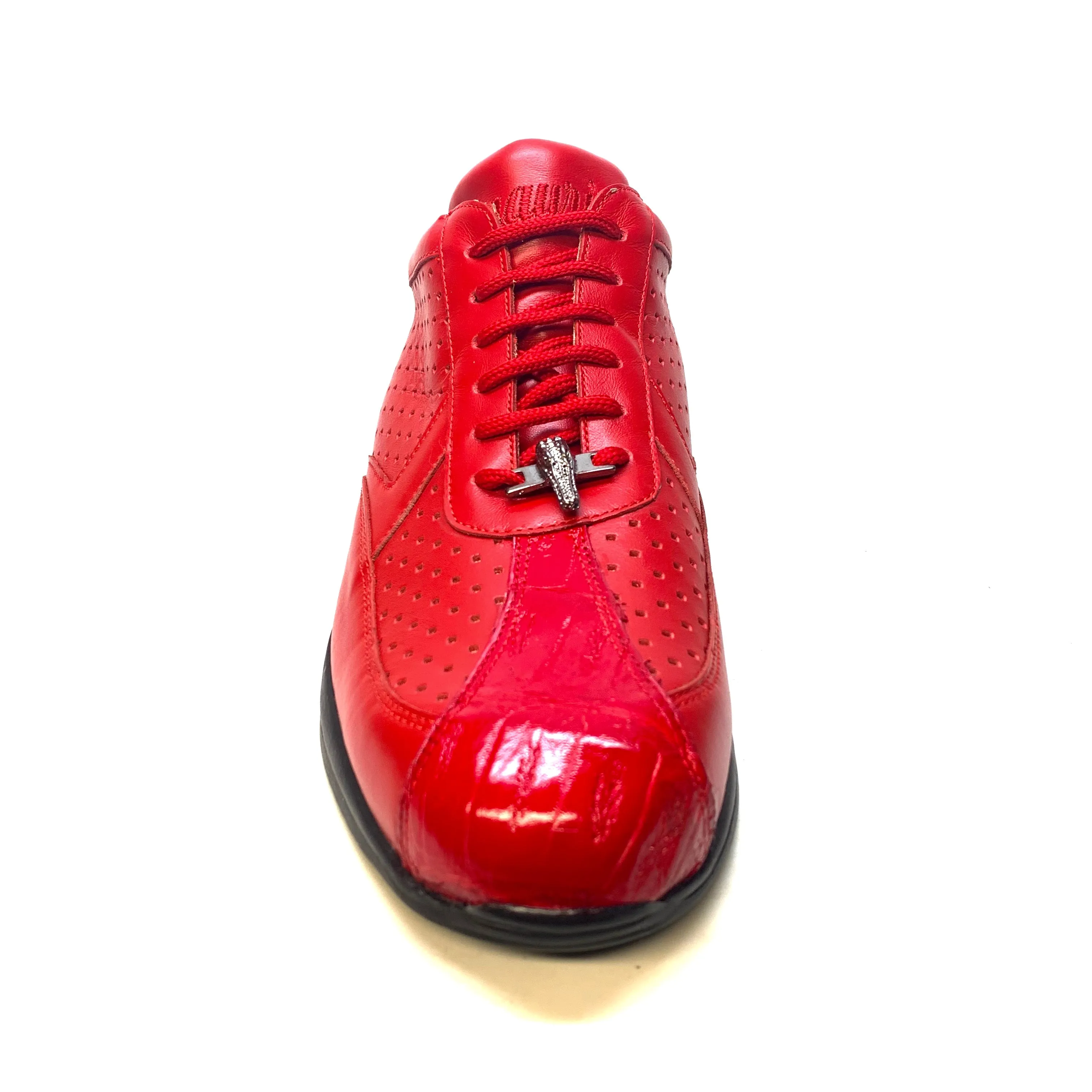 Mauri M770 Red Crocodile Perforated Nappa Leather Sneaker