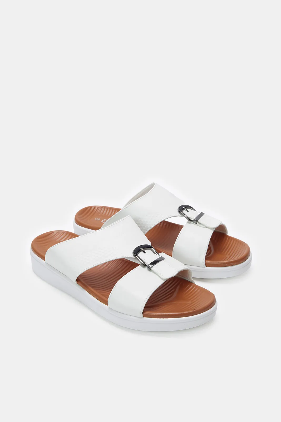 Men White Platform Arabic Sandals