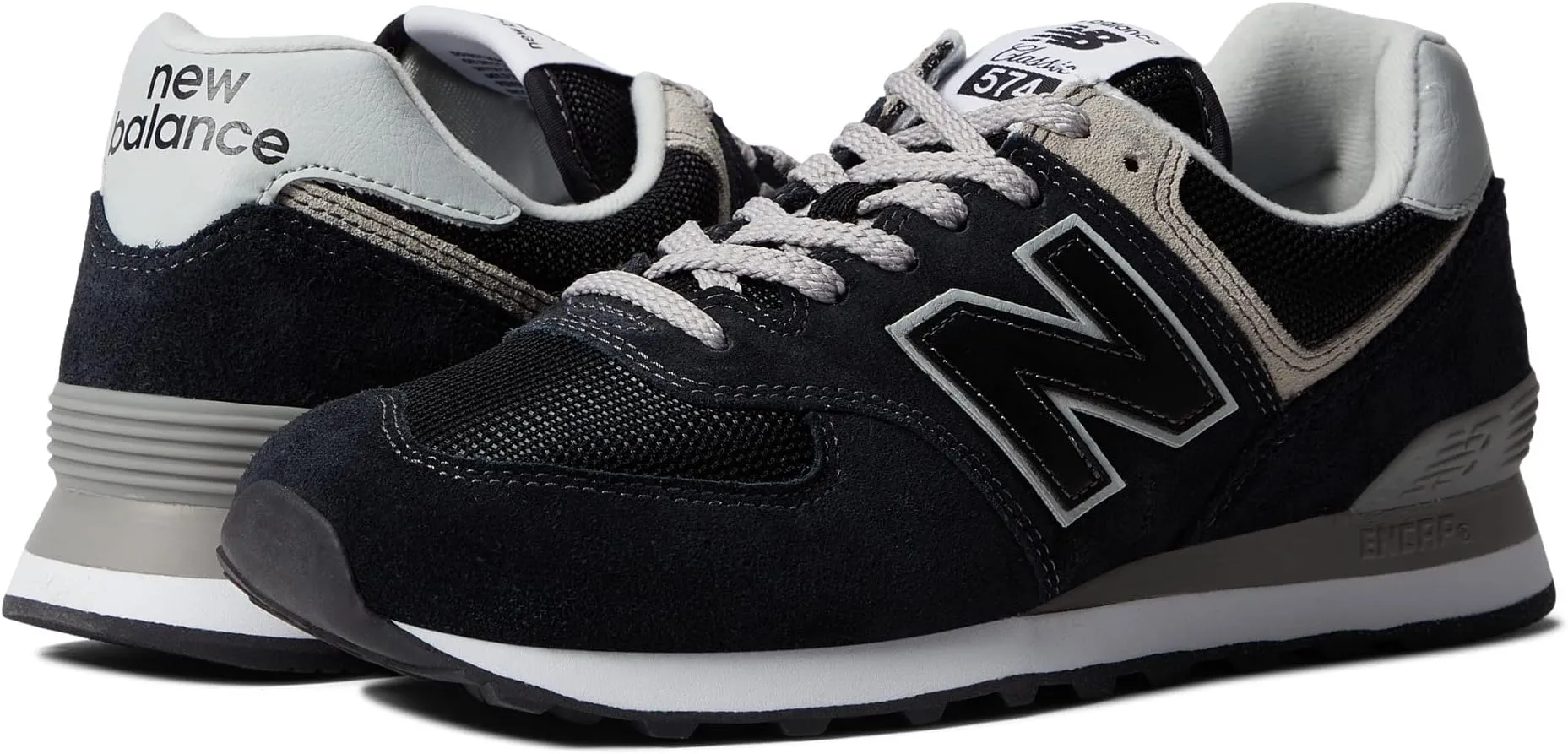 New Balance 574 Core Sneakers, Black/White