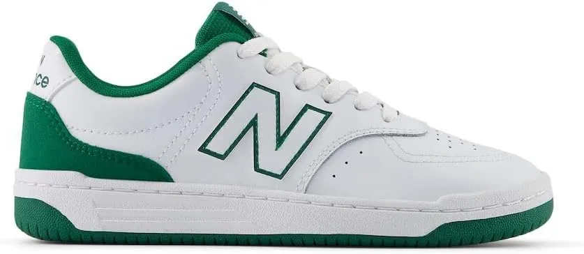 NEW BALANCE KID'S BB80 WHITE/GREEN SNEAKER SHOES