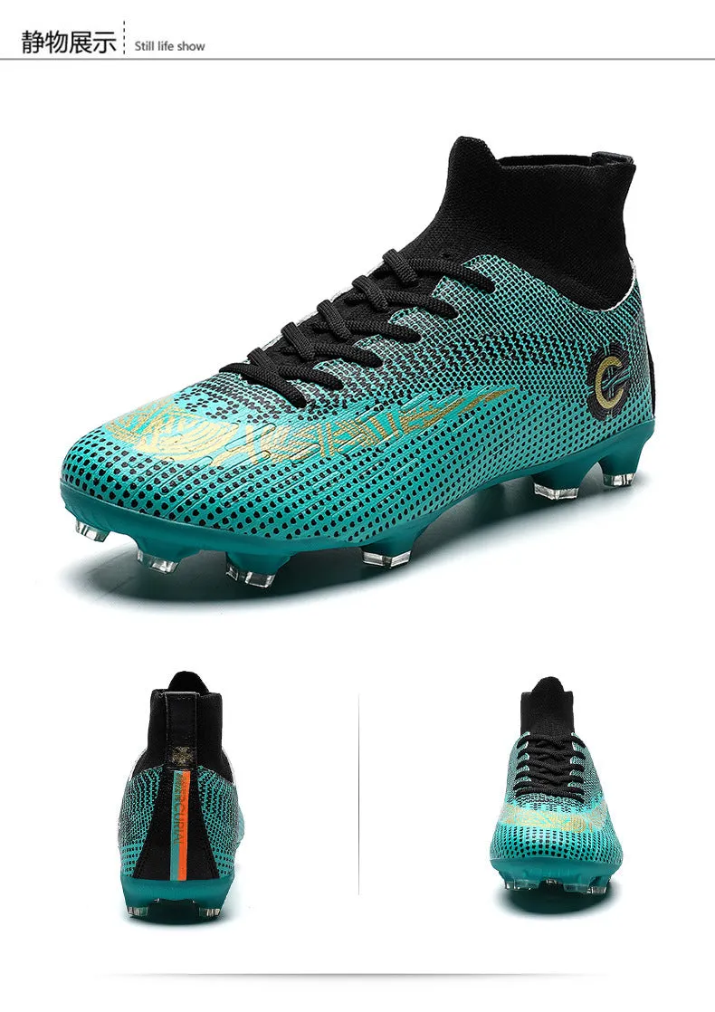 New High-Top Adult and Kids' Soccer Cleats, Training