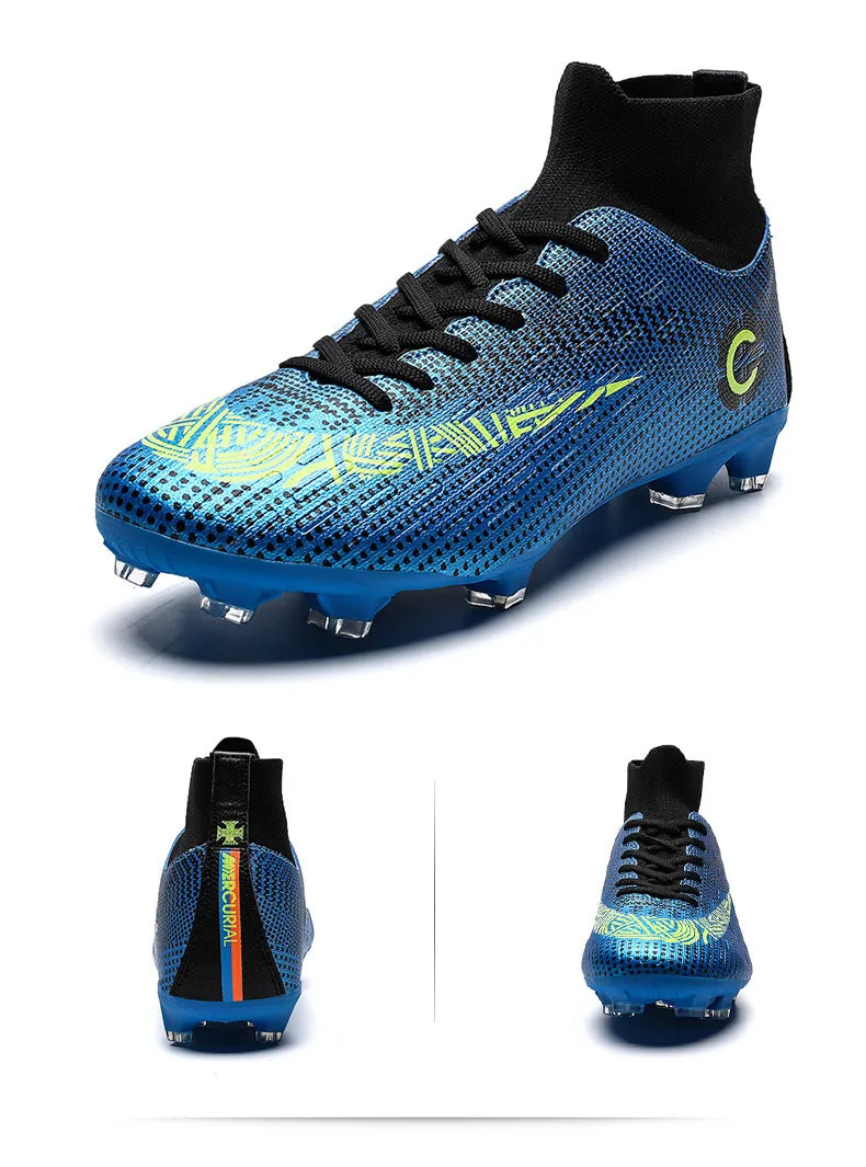 New High-Top Adult and Kids' Soccer Cleats, Training