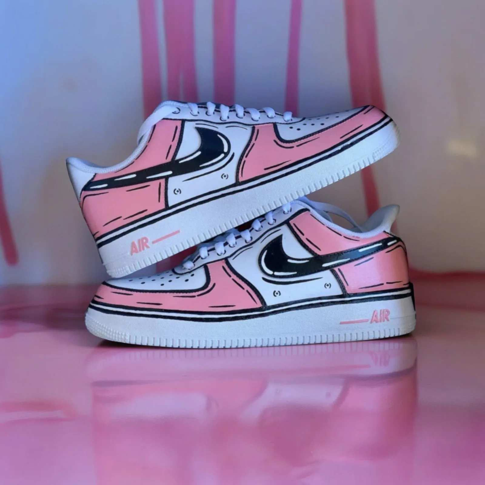 NIKE AIR FORCE 1 CUSTOM CARTOON WHITE PINK