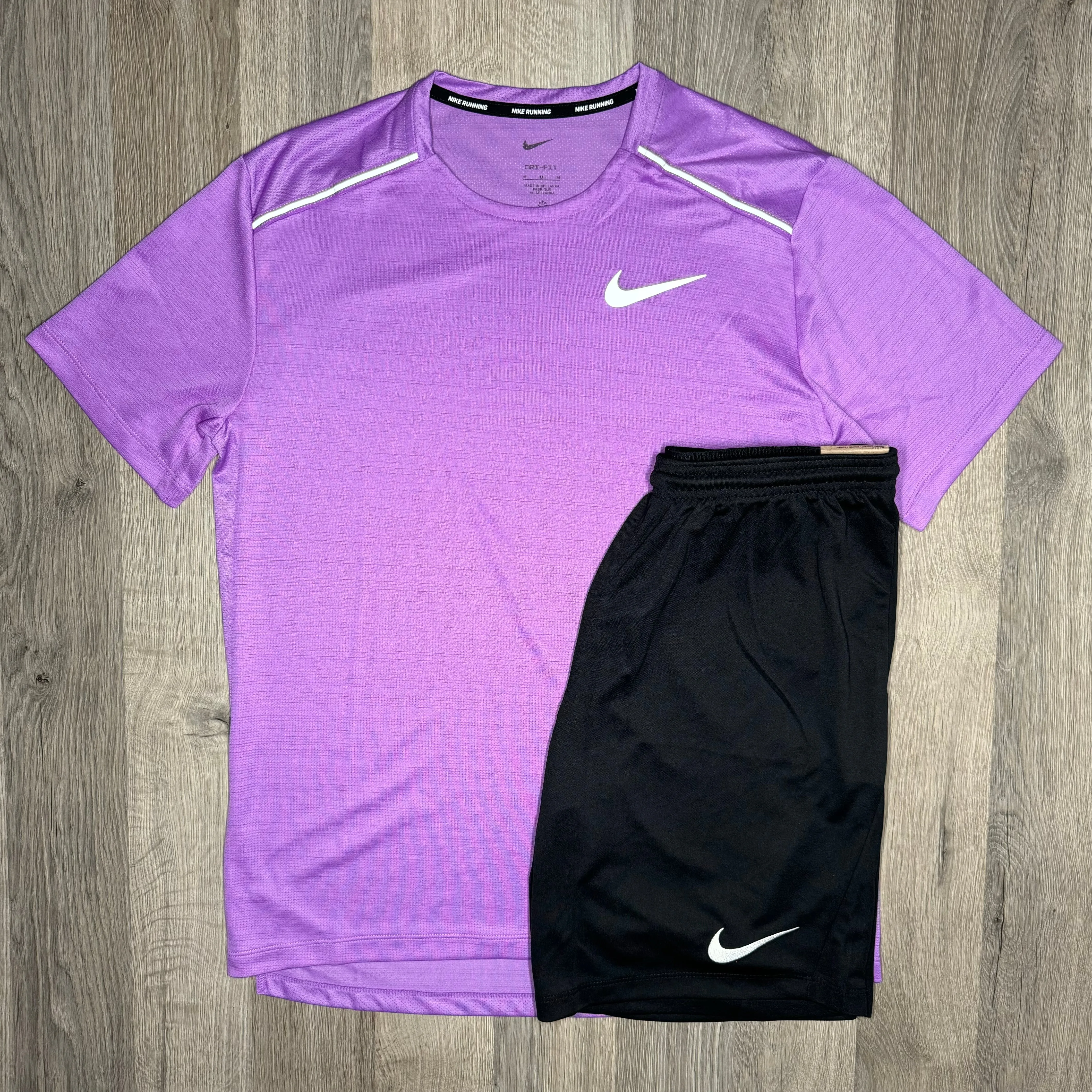 Nike Miler & Dri-Fit - Tee & Shorts - Light Purple / Black