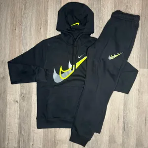 Nike Swoosh Set - Hoodie & Joggers - Black Neon