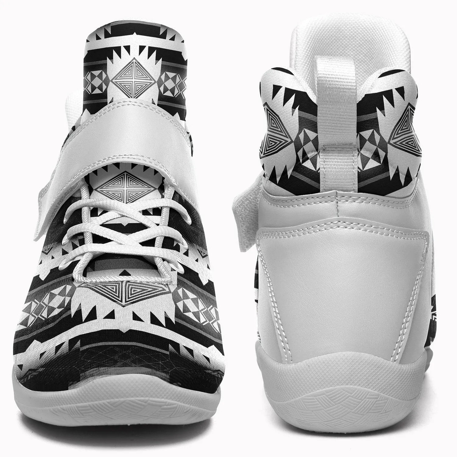 Okotoks Black and White Ipottaa Basketball / Sport High Top Shoes - White Sole