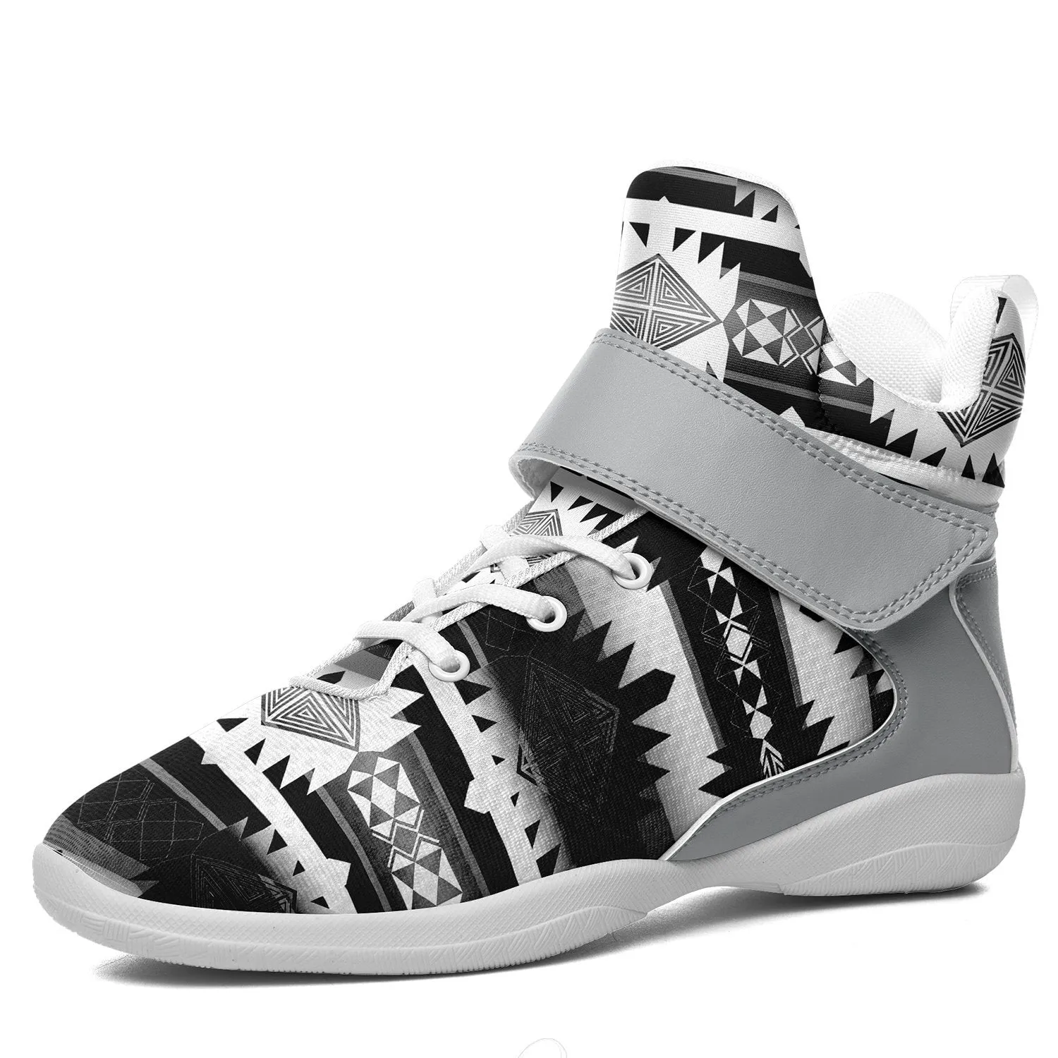 Okotoks Black and White Ipottaa Basketball / Sport High Top Shoes - White Sole