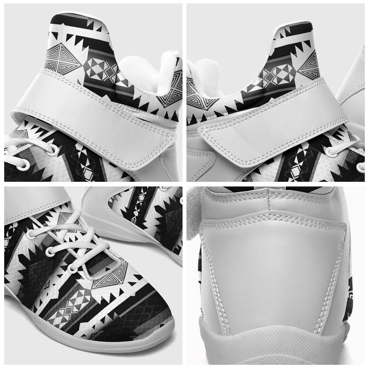 Okotoks Black and White Ipottaa Basketball / Sport High Top Shoes - White Sole