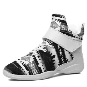 Okotoks Black and White Ipottaa Basketball / Sport High Top Shoes - White Sole