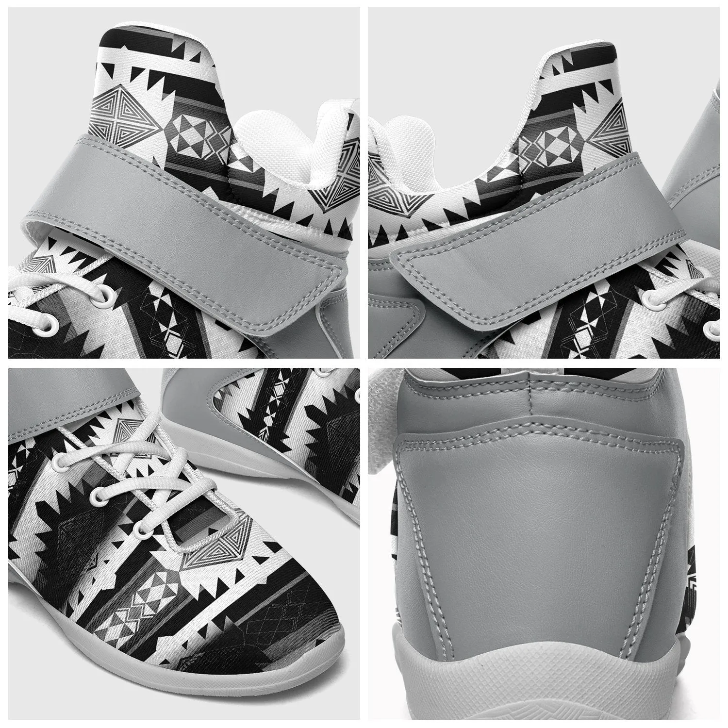 Okotoks Black and White Ipottaa Basketball / Sport High Top Shoes - White Sole