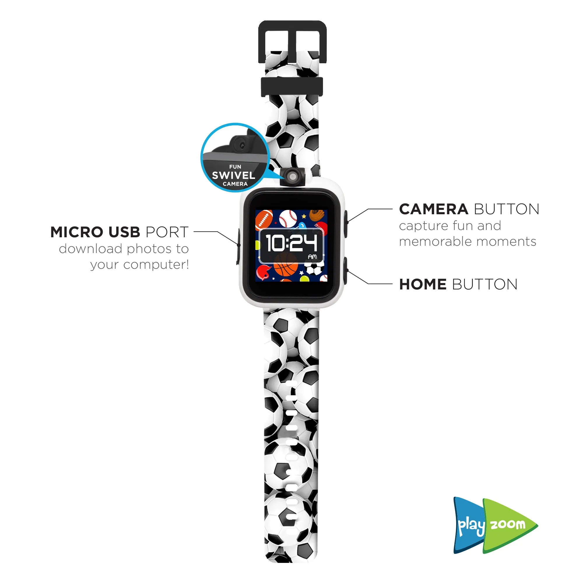 PlayZoom Smartwatch for Kids: Soccer Print