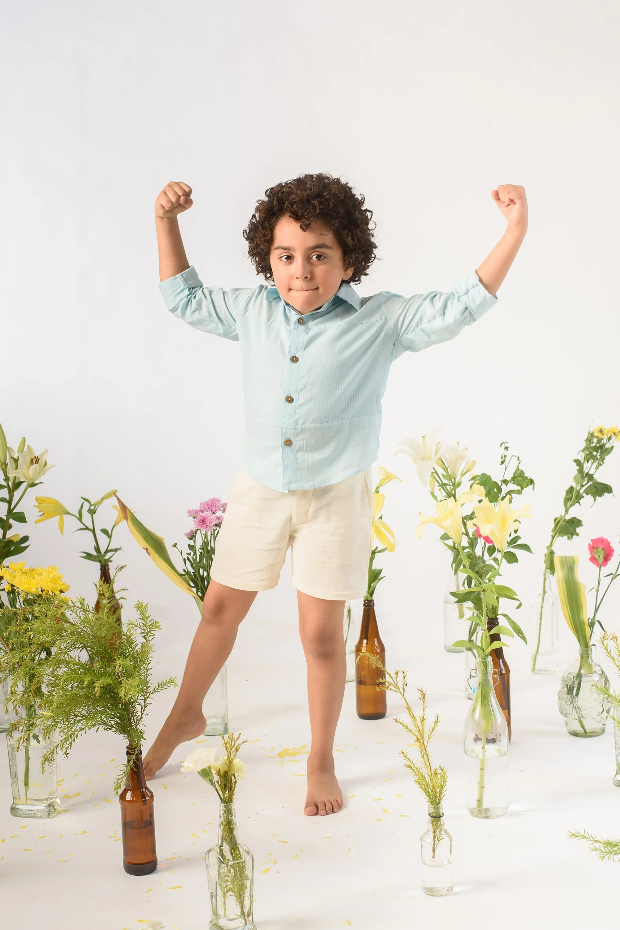 Regular Fit Shorts- Organic Cotton White Shorts For Boys