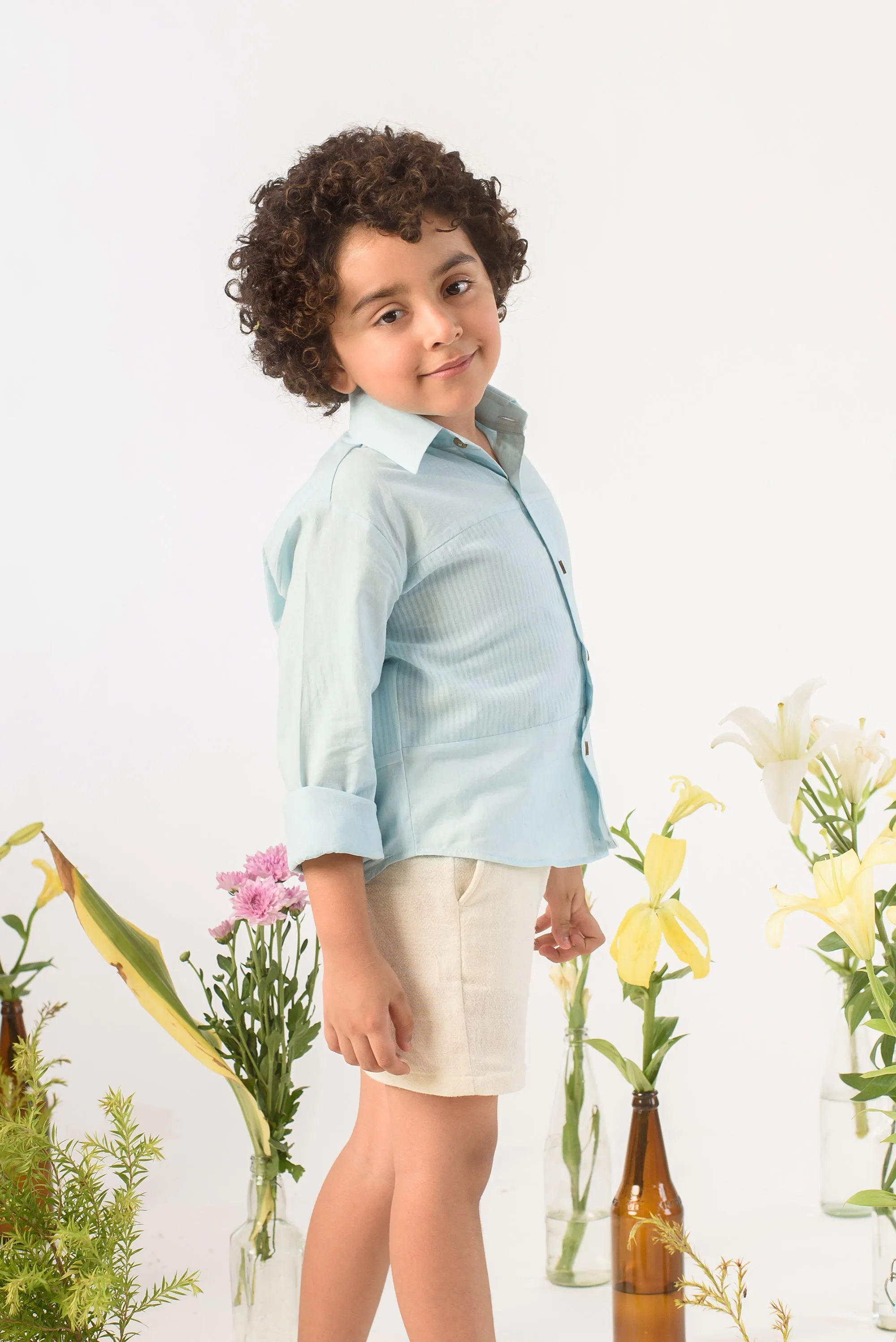 Regular Fit Shorts- Organic Cotton White Shorts For Boys