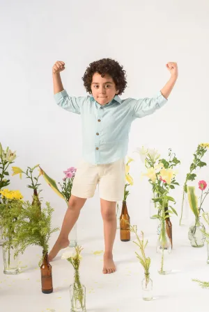 Regular Fit Shorts- Organic Cotton White Shorts For Boys