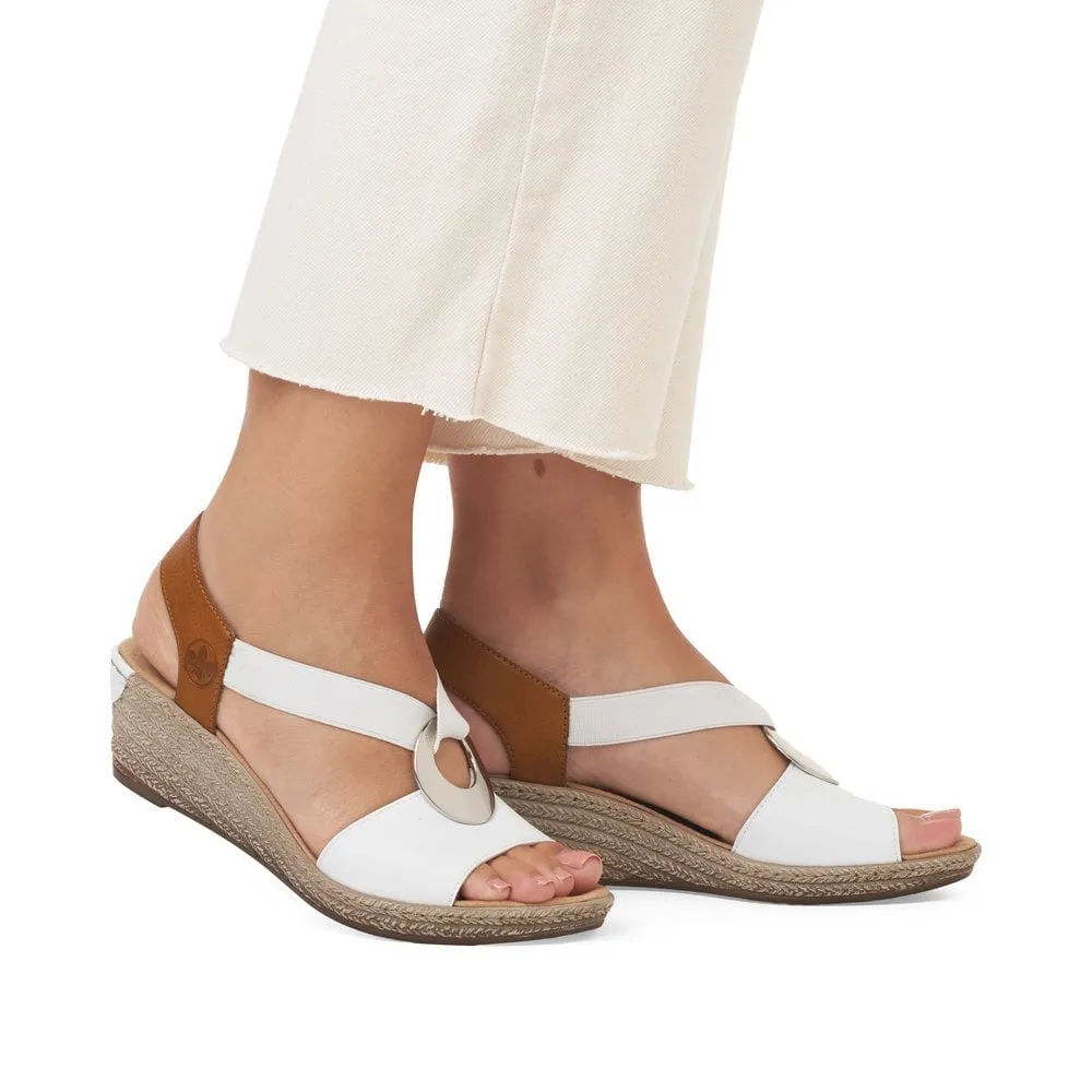 Rieker Sandals 624H6 Ladies Shoes White Combi