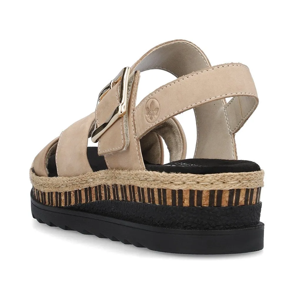 Rieker Sandals V7951 Ladies Shoes Beige