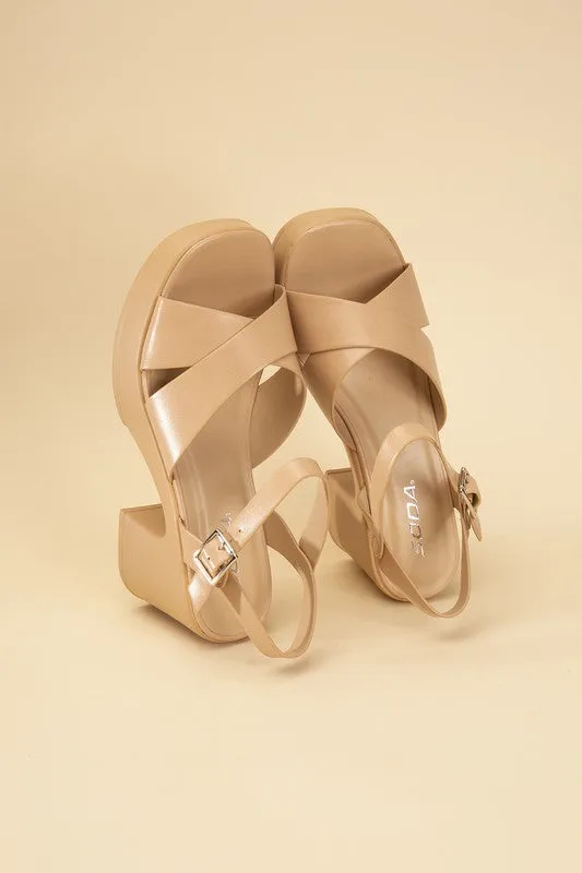 TOUCH-S CRISSCROSS SANDAL HEELS