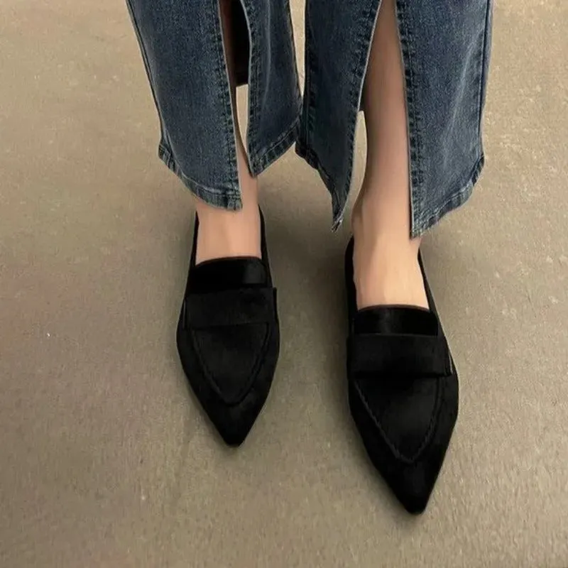 Women's Minimalist Pointed Toe Velvet Flat Shoes