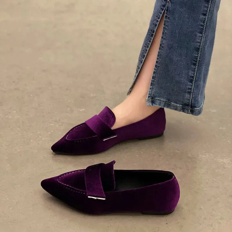 Women's Minimalist Pointed Toe Velvet Flat Shoes